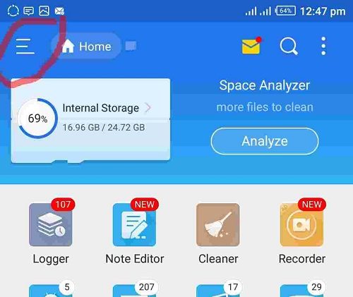 setting up recycle bin on es file manager