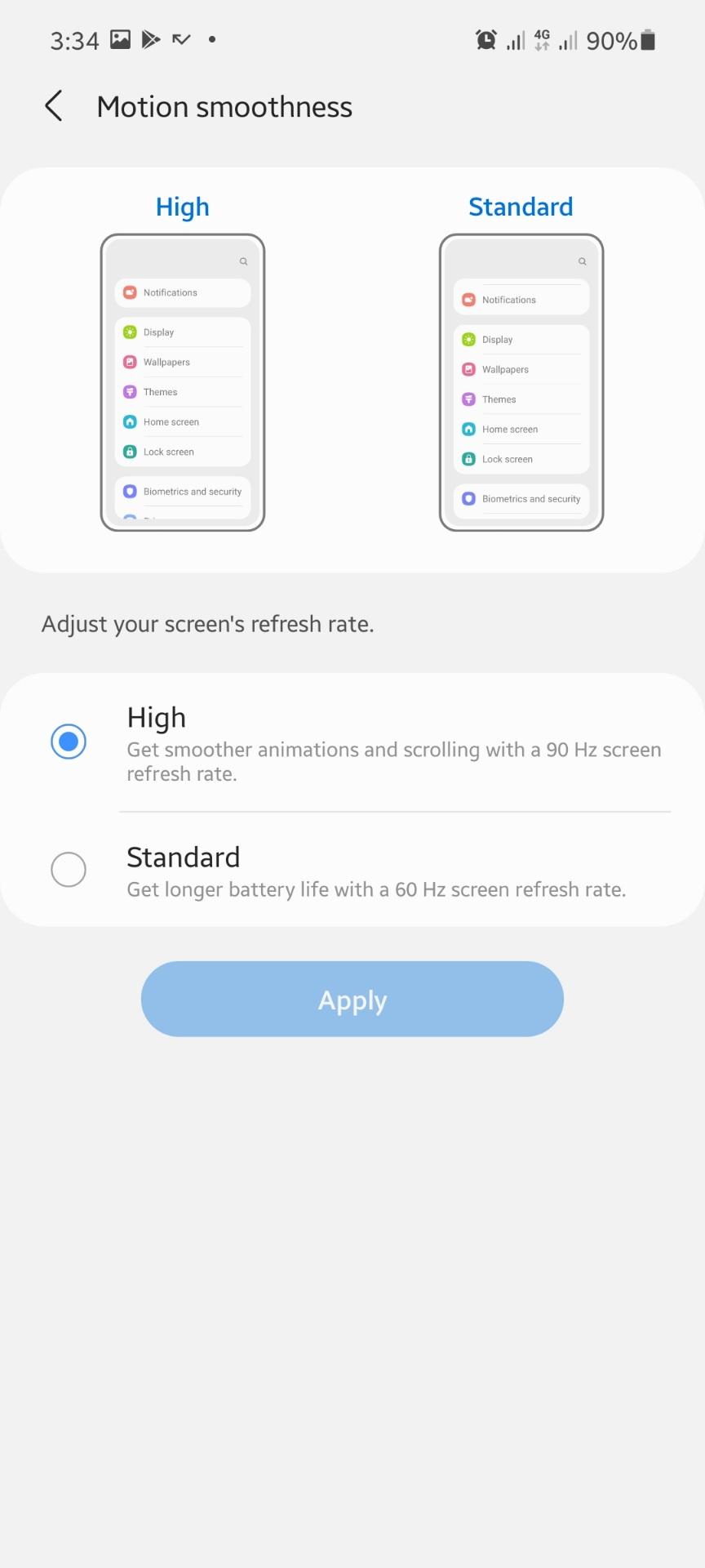 Samsung Galaxy A32 and M32 adaptive or variable screen refresh rate.