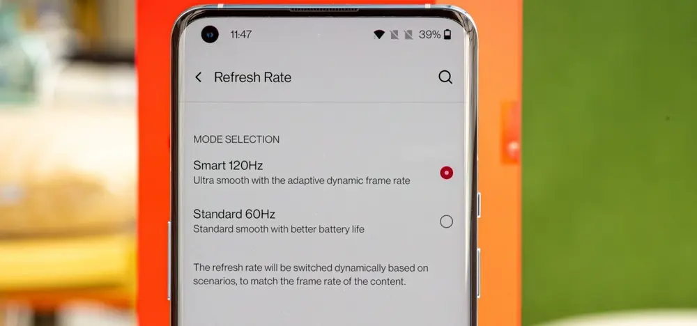 OnePlus high screen refresh rate display phones