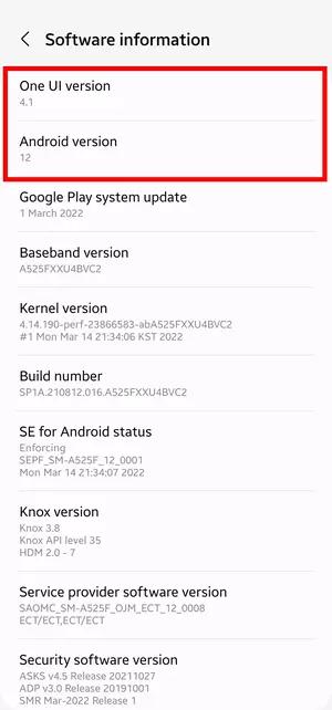 Samsung Galaxy A22 Android 12 & One UI 4.1 update