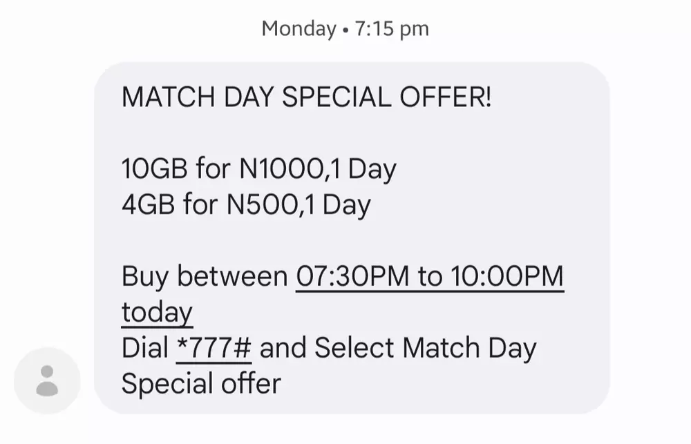Glo Match Day Special Offer